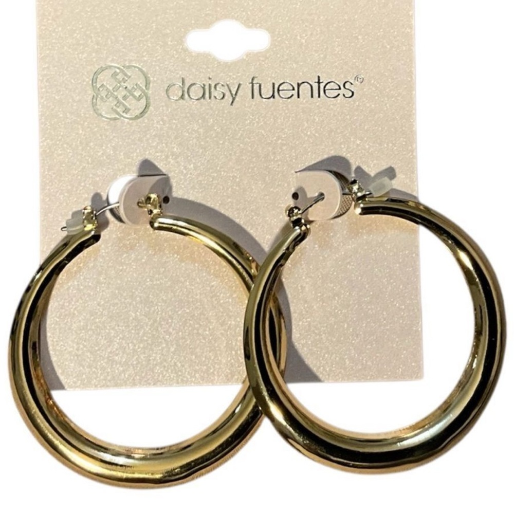 Daisy Fuentes Shiny Gold Tone Hoop Earrings